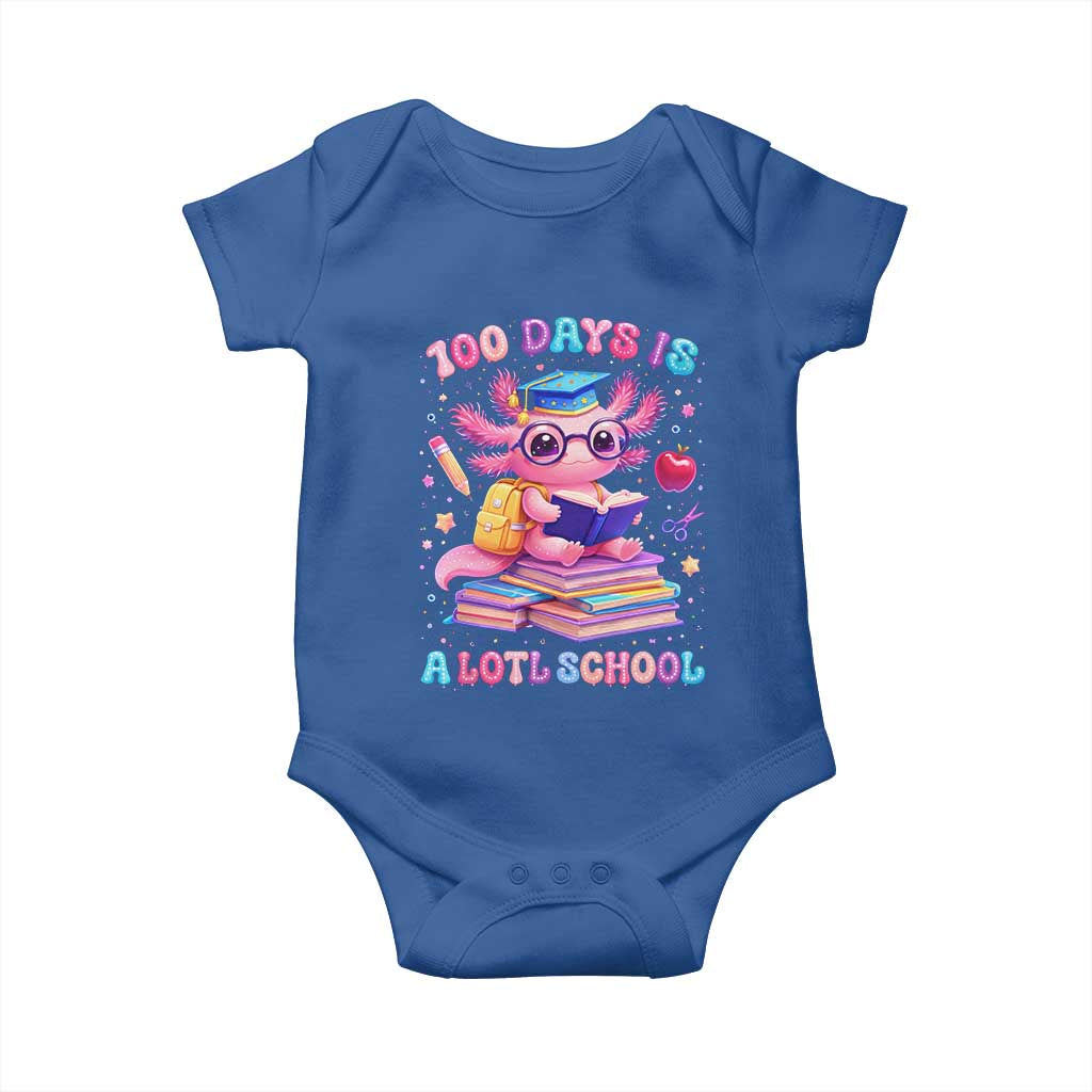 Axolotl 100 Days Of School Baby Onesie 100 Days Is Alotl School TS10 Royal Blue Print Your Wear