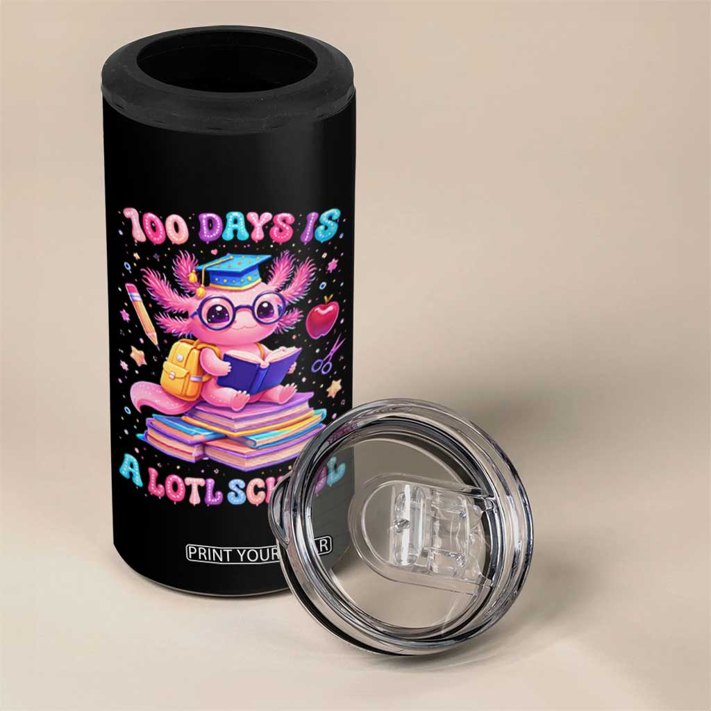 Axolotl 100 Days Of School 4 in 1 Can Cooler Tumbler 100 Days Is Alotl School TS10 Print Your Wear