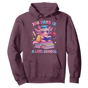 Axolotl 100 Days Of School Hoodie 100 Days Is Alotl School TS10 Maroon Print Your Wear