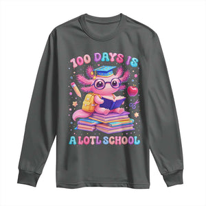 Axolotl 100 Days Of School Long Sleeve Shirt 100 Days Is Alotl School TS10 Dark Heather Print Your Wear