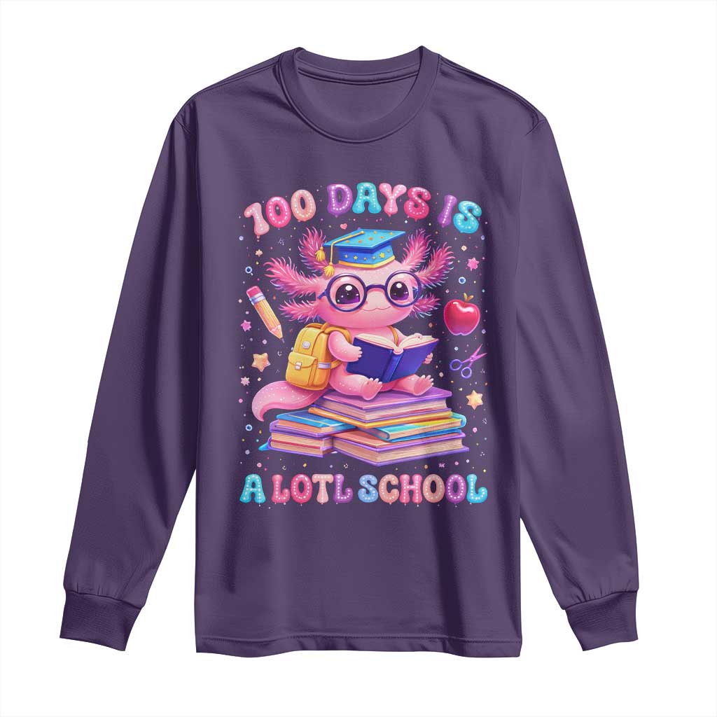 Axolotl 100 Days Of School Long Sleeve Shirt 100 Days Is Alotl School TS10 Purple Print Your Wear