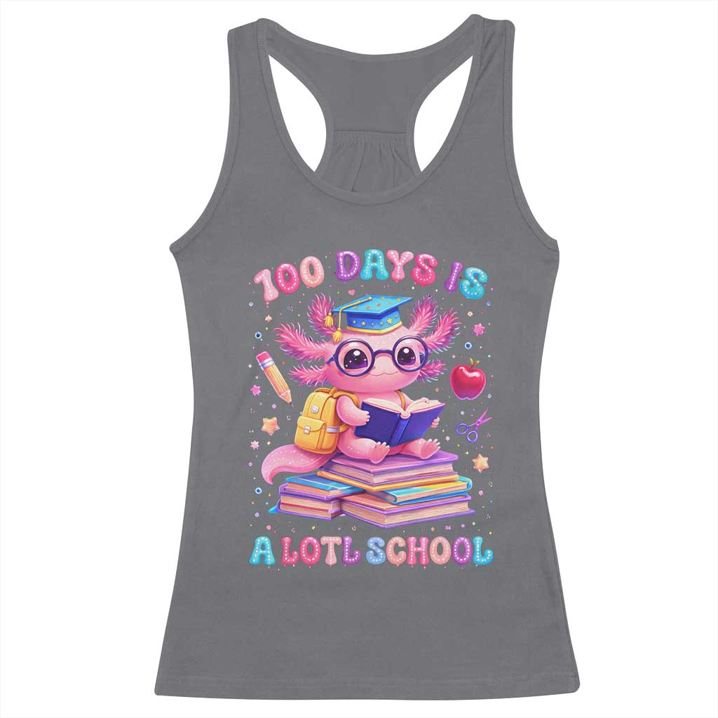 Axolotl 100 Days Of School Racerback Tank Top 100 Days Is Alotl School TS10 Charcoal Print Your Wear