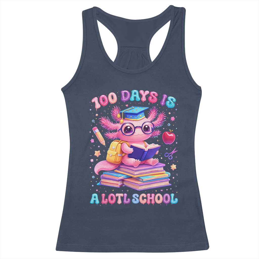 Axolotl 100 Days Of School Racerback Tank Top 100 Days Is Alotl School TS10 Navy Print Your Wear