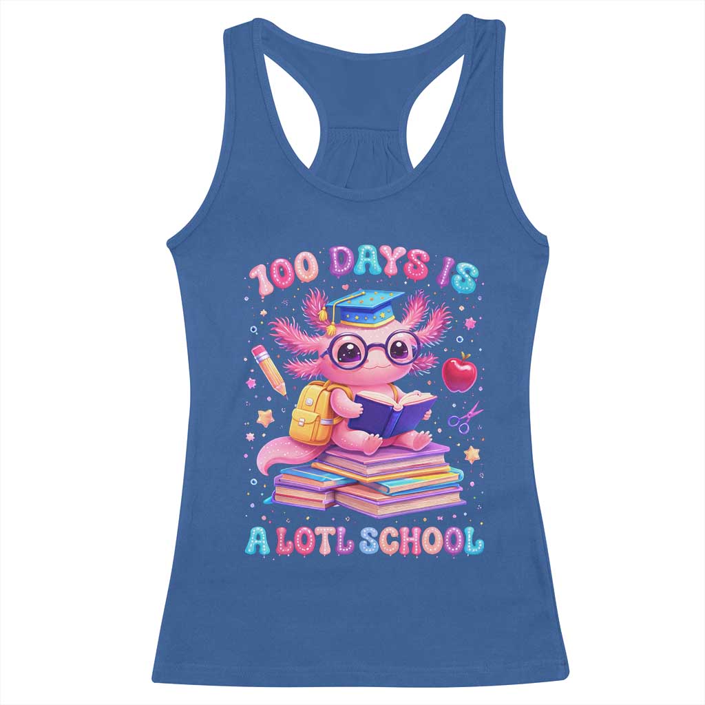 Axolotl 100 Days Of School Racerback Tank Top 100 Days Is Alotl School TS10 Royal Blue Print Your Wear