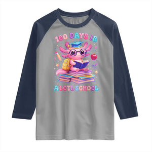 Axolotl 100 Days Of School Raglan Shirt 100 Days Is Alotl School TS10 Sport Gray Navy Print Your Wear