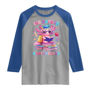 Axolotl 100 Days Of School Raglan Shirt 100 Days Is Alotl School TS10 Sport Gray Royal Print Your Wear