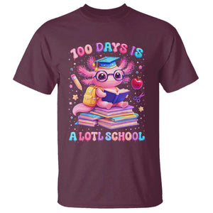 Axolotl 100 Days Of School T Shirt 100 Days Is Alotl School TS10 Maroon Print Your Wear