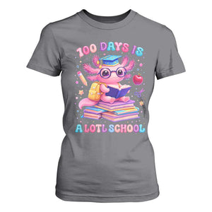 Axolotl 100 Days Of School T Shirt For Women 100 Days Is Alotl School TS10 Charcoal Print Your Wear