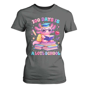 Axolotl 100 Days Of School T Shirt For Women 100 Days Is Alotl School TS10 Dark Heather Print Your Wear