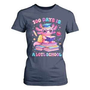 Axolotl 100 Days Of School T Shirt For Women 100 Days Is Alotl School TS10 Navy Print Your Wear