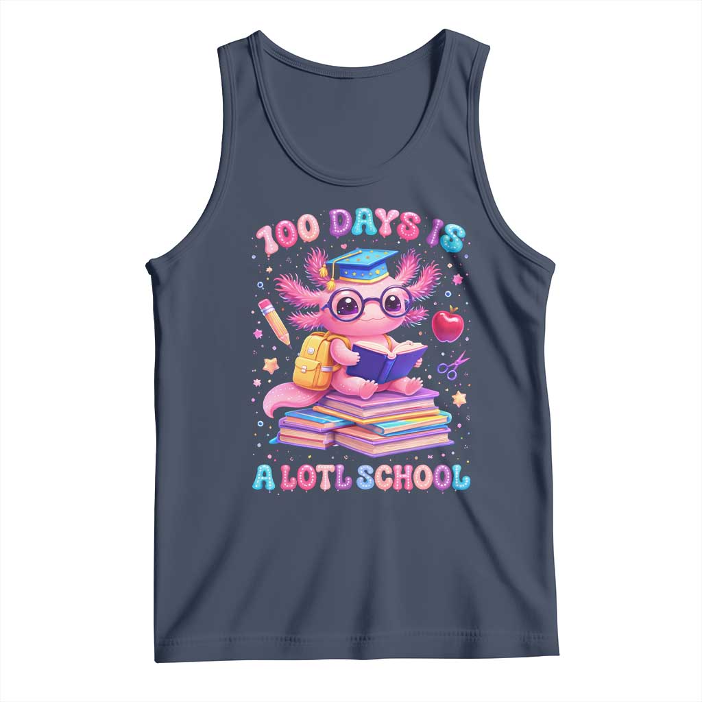Axolotl 100 Days Of School Tank Top 100 Days Is Alotl School TS10 Navy Print Your Wear