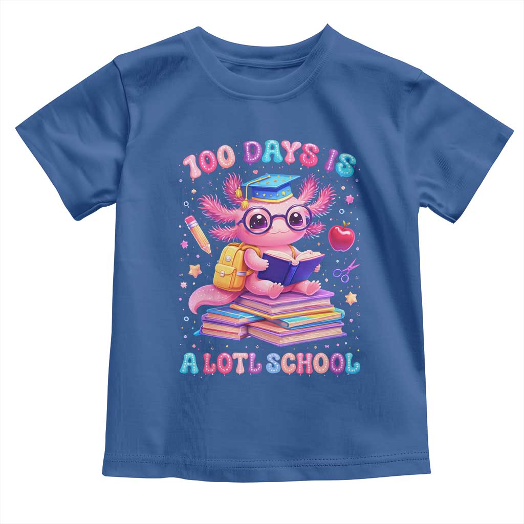 Axolotl 100 Days Of School Toddler T Shirt 100 Days Is Alotl School TS10 Royal Blue Print Your Wear
