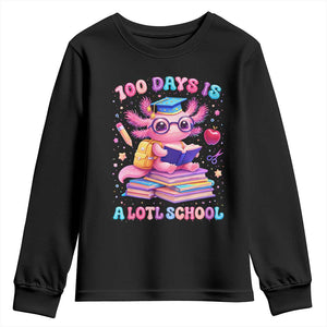 Axolotl 100 Days Of School Youth Sweatshirt 100 Days Is Alotl School TS10 Black Print Your Wear