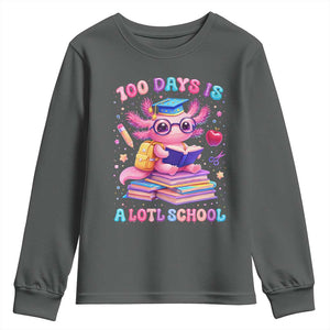 Axolotl 100 Days Of School Youth Sweatshirt 100 Days Is Alotl School TS10 Dark Heather Print Your Wear
