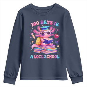 Axolotl 100 Days Of School Youth Sweatshirt 100 Days Is Alotl School TS10 Navy Print Your Wear