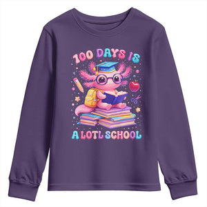 Axolotl 100 Days Of School Youth Sweatshirt 100 Days Is Alotl School TS10 Purple Print Your Wear