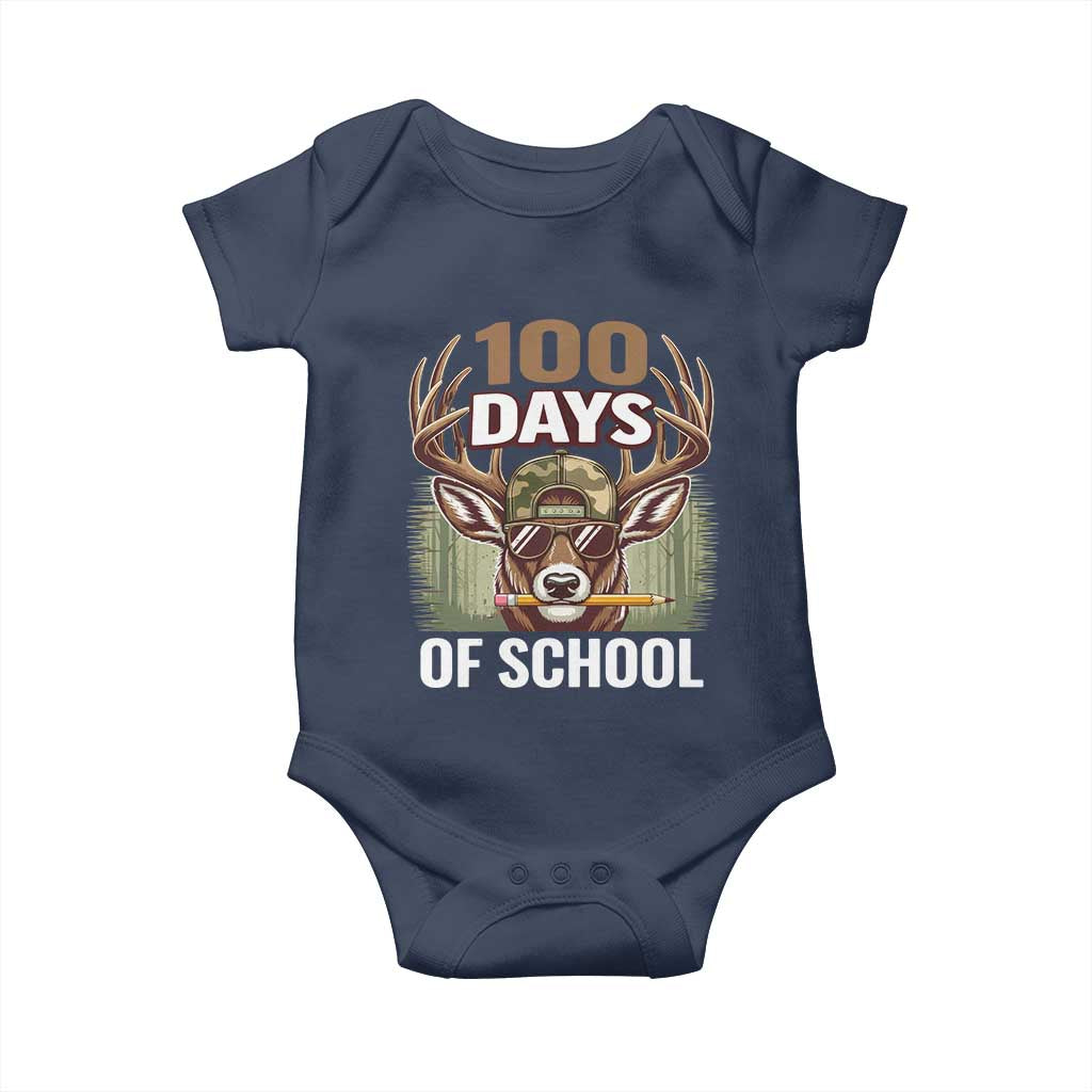 Deer 100 Days Of School Baby Onesie Camo Bucked 100 Days Smarter TS10 Navy Print Your Wear