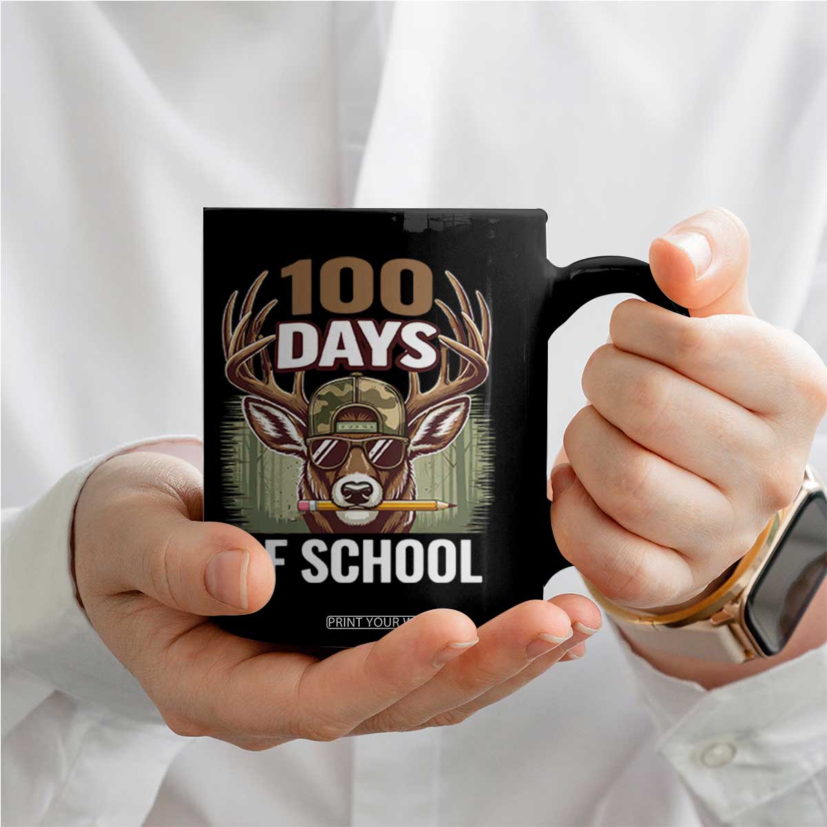 Deer 100 Days Of School Coffee Mug Camo Bucked 100 Days Smarter TS10 Print Your Wear