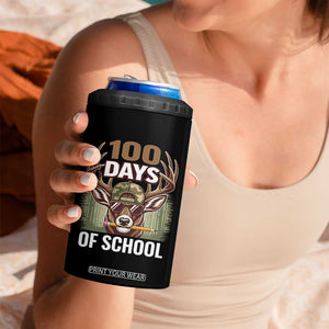 Deer 100 Days Of School 4 in 1 Can Cooler Tumbler Camo Bucked 100 Days Smarter TS10 Print Your Wear