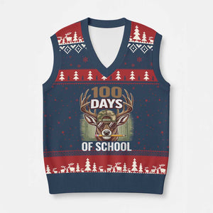 Deer 100 Days Of School V-Neck Knit Sweater Vest Camo Bucked 100 Days Smarter TS10 Navy Red Print Your Wear