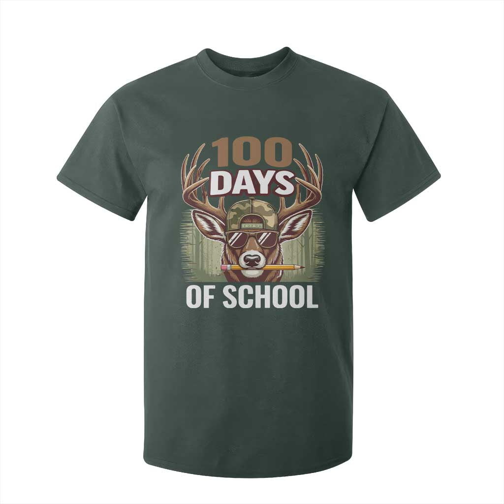 Deer 100 Days Of School T Shirt For Kid Camo Bucked 100 Days Smarter TS10 Dark Forest Green Print Your Wear