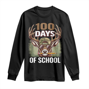 Deer 100 Days Of School Long Sleeve Shirt Camo Bucked 100 Days Smarter TS10 Black Print Your Wear