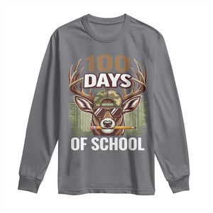 Deer 100 Days Of School Long Sleeve Shirt Camo Bucked 100 Days Smarter TS10 Charcoal Print Your Wear