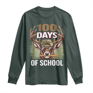 Deer 100 Days Of School Long Sleeve Shirt Camo Bucked 100 Days Smarter TS10 Dark Forest Green Print Your Wear