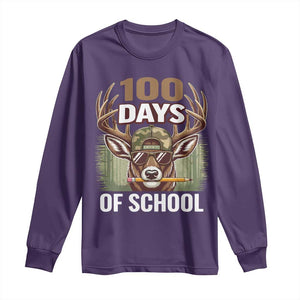 Deer 100 Days Of School Long Sleeve Shirt Camo Bucked 100 Days Smarter TS10 Purple Print Your Wear