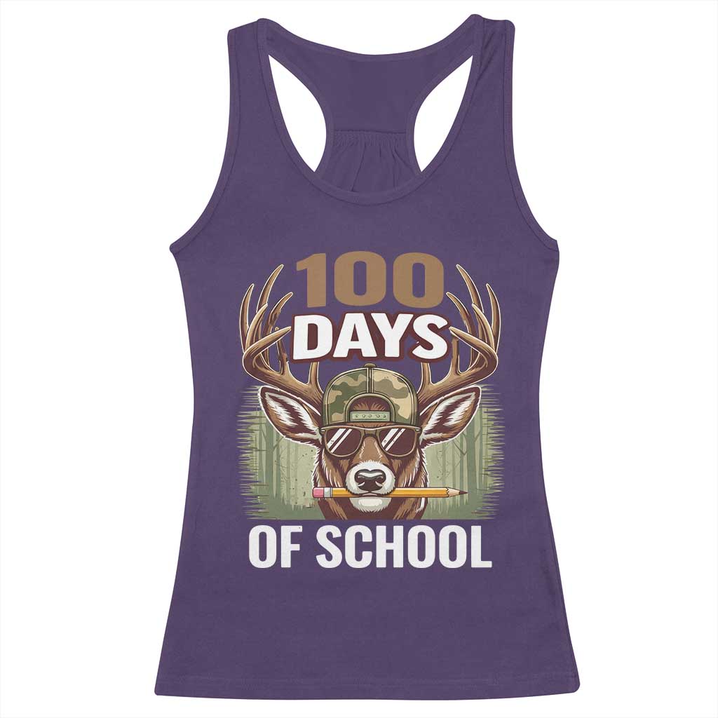 Deer 100 Days Of School Racerback Tank Top Camo Bucked 100 Days Smarter TS10 Purple Print Your Wear