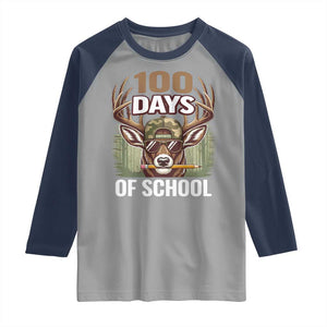 Deer 100 Days Of School Raglan Shirt Camo Bucked 100 Days Smarter TS10 Sport Gray Navy Print Your Wear