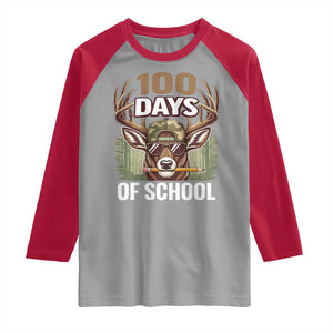 Deer 100 Days Of School Raglan Shirt Camo Bucked 100 Days Smarter TS10 Sport Gray Red Print Your Wear