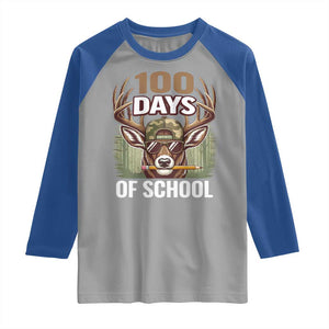 Deer 100 Days Of School Raglan Shirt Camo Bucked 100 Days Smarter TS10 Sport Gray Royal Print Your Wear