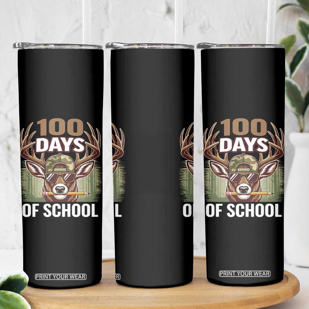 Deer 100 Days Of School Skinny Tumbler Camo Bucked 100 Days Smarter TS10 Print Your Wear