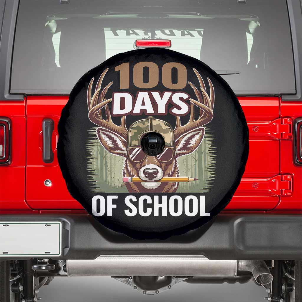 Deer 100 Days Of School Spare Tire Cover Camo Bucked 100 Days Smarter TS10 Black Print Your Wear
