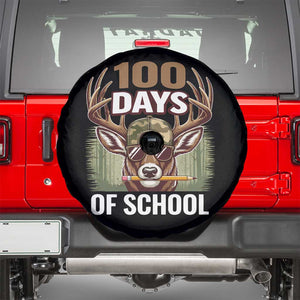 Deer 100 Days Of School Spare Tire Cover Camo Bucked 100 Days Smarter TS10 Black Print Your Wear