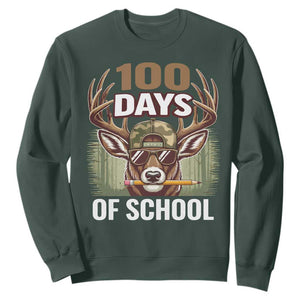 Deer 100 Days Of School Sweatshirt Camo Bucked 100 Days Smarter TS10 Dark Forest Green Print Your Wear