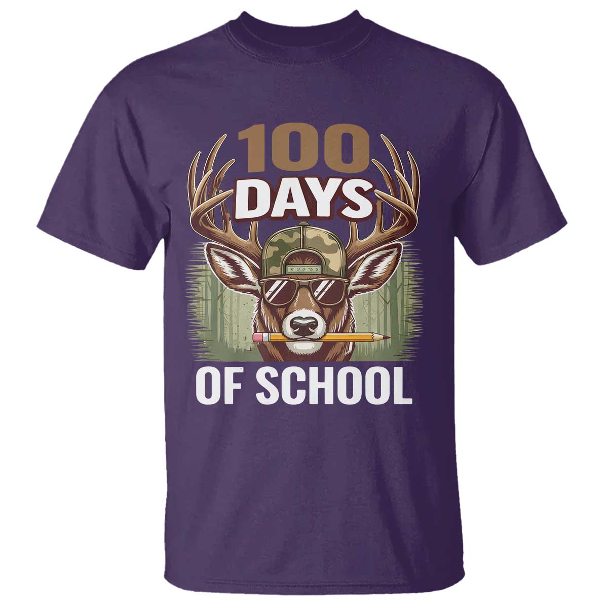 Deer 100 Days Of School T Shirt Camo Bucked 100 Days Smarter TS10 Purple Print Your Wear