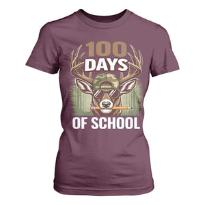 Deer 100 Days Of School T Shirt For Women Camo Bucked 100 Days Smarter TS10 Maroon Print Your Wear