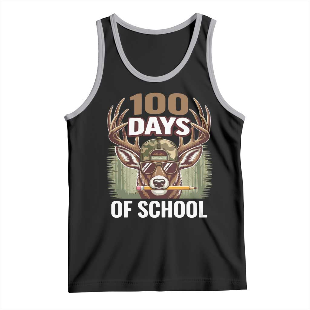 Deer 100 Days Of School Tank Top Camo Bucked 100 Days Smarter TS10 Black Athletic Heather Print Your Wear