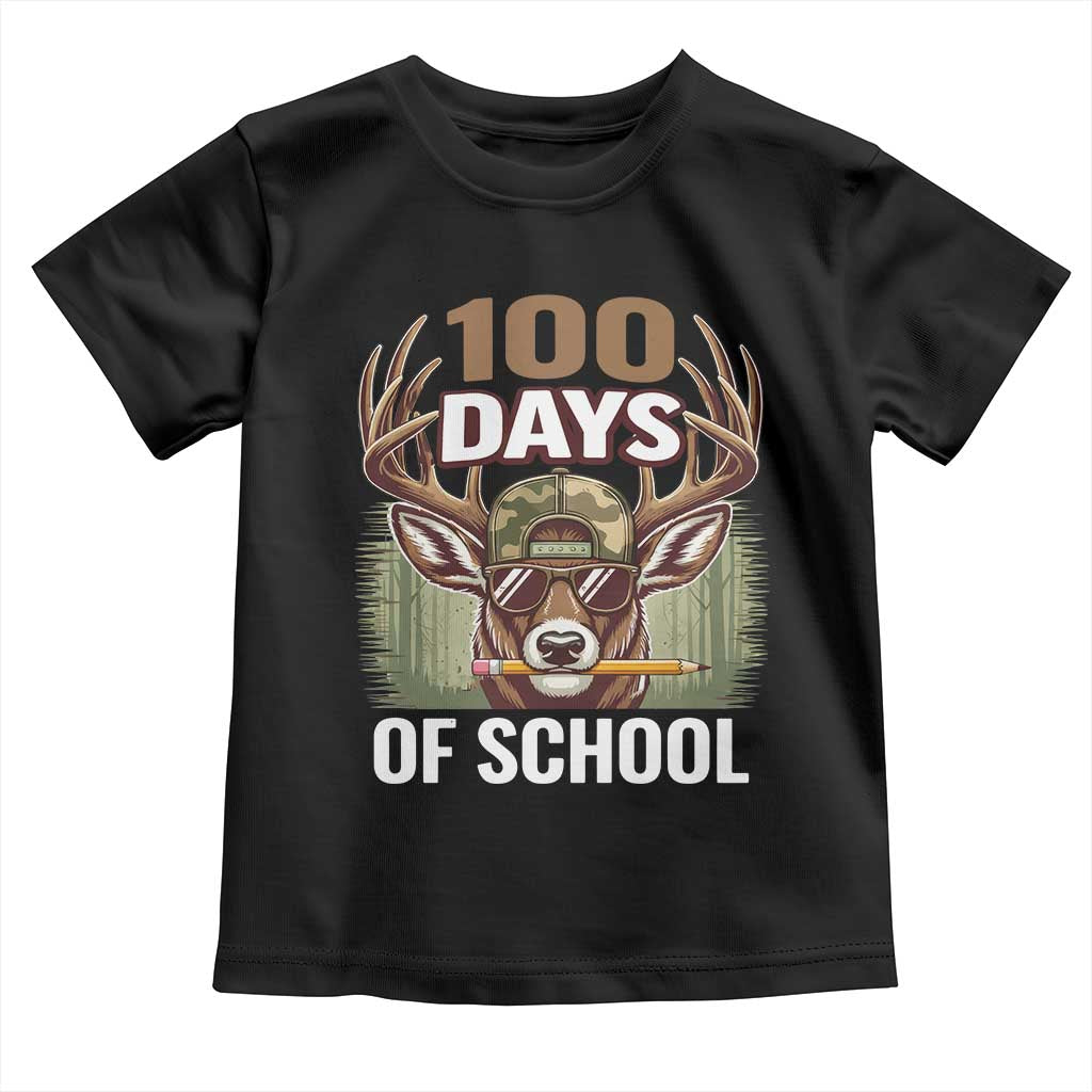 Deer 100 Days Of School Toddler T Shirt Camo Bucked 100 Days Smarter TS10 Black Print Your Wear
