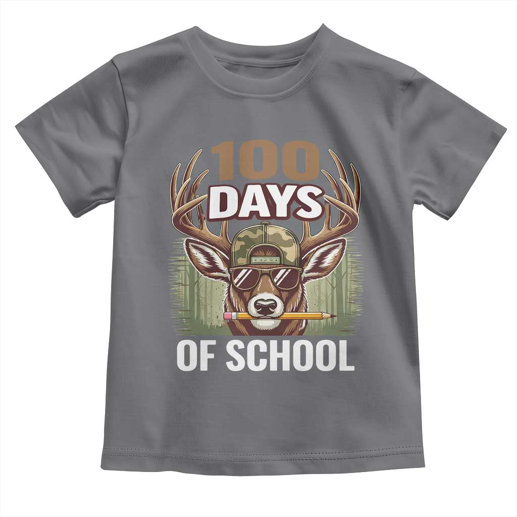 Deer 100 Days Of School Toddler T Shirt Camo Bucked 100 Days Smarter TS10 Charcoal Print Your Wear