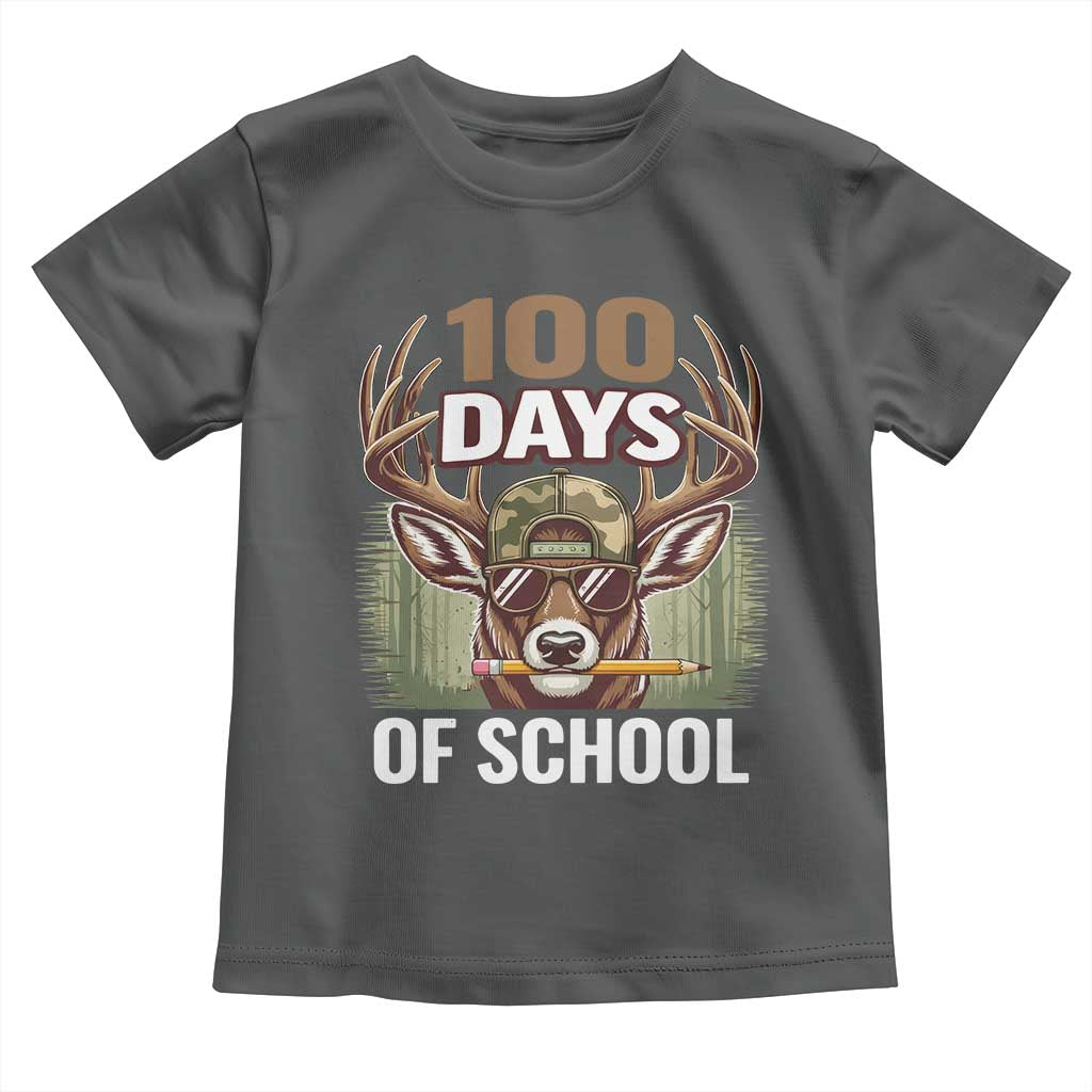 Deer 100 Days Of School Toddler T Shirt Camo Bucked 100 Days Smarter TS10 Dark Heather Print Your Wear