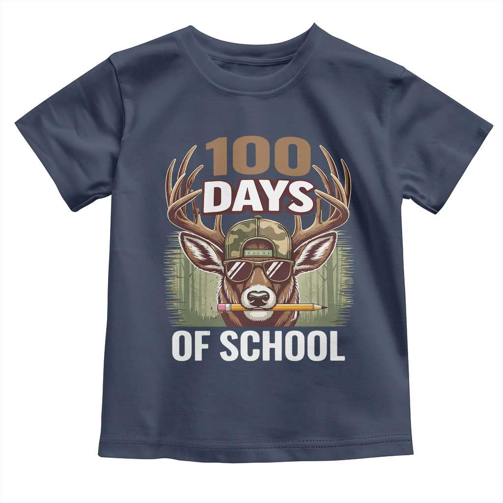Deer 100 Days Of School Toddler T Shirt Camo Bucked 100 Days Smarter TS10 Navy Print Your Wear