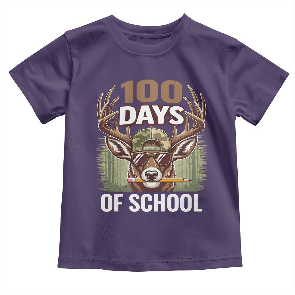 Deer 100 Days Of School Toddler T Shirt Camo Bucked 100 Days Smarter TS10 Purple Print Your Wear