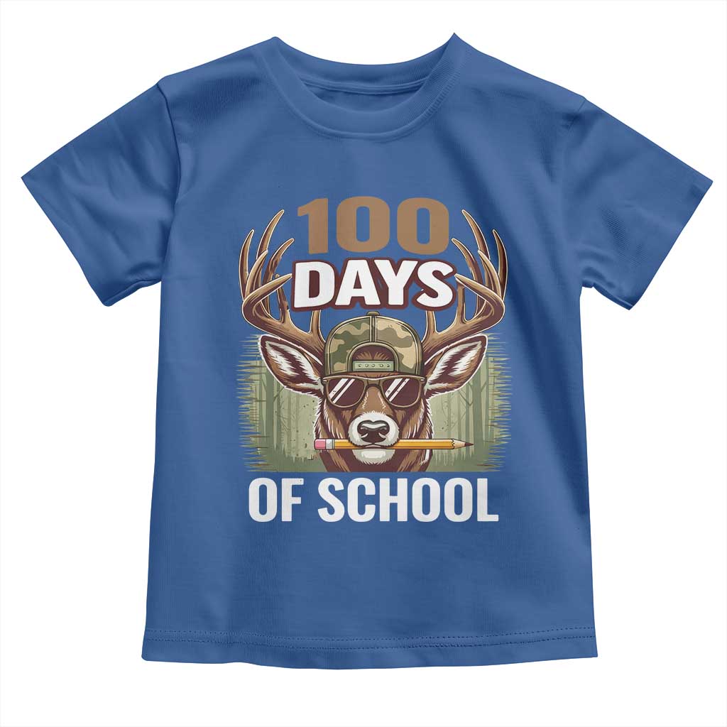 Deer 100 Days Of School Toddler T Shirt Camo Bucked 100 Days Smarter TS10 Royal Blue Print Your Wear