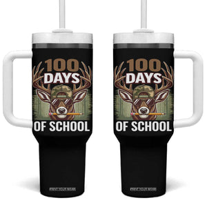 Deer 100 Days Of School Tumbler With Handle Camo Bucked 100 Days Smarter TS10 One Size: 40 oz Black Print Your Wear