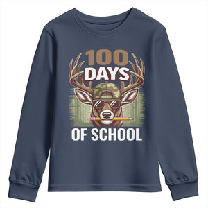 Deer 100 Days Of School Youth Sweatshirt Camo Bucked 100 Days Smarter TS10 Navy Print Your Wear