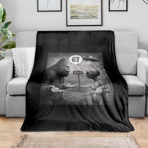 Funny 67 Meme Bigfoot Alien Throw Blanket Six Seven Sasquatch Area 51 UFO Conspiracy TS10 Print Your Wear