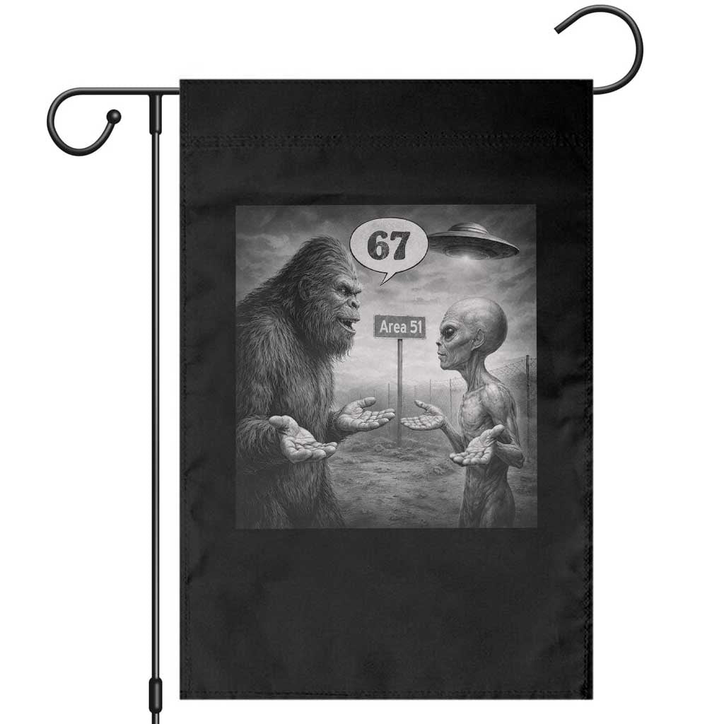 Funny 67 Meme Bigfoot Alien Garden Flag Six Seven Sasquatch Area 51 UFO Conspiracy TS10 Black Print Your Wear